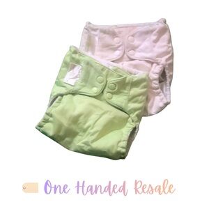 🧷 Bum Genius Solid Green & White Cloth Diapers OS